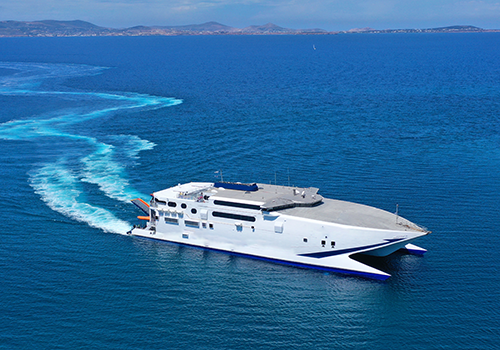 A highspeed ferry in the ocean