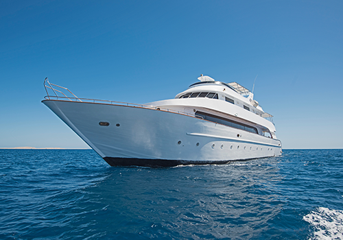 A white yacht in the ocean